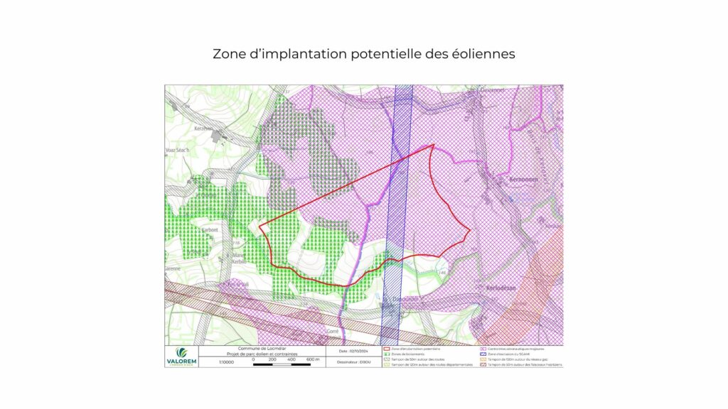 Implantation potentielle éolienne